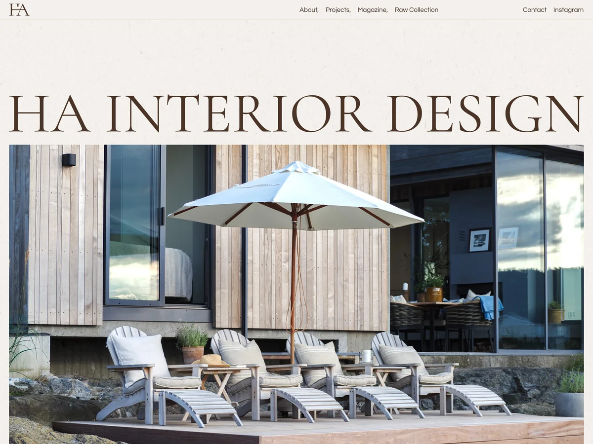 HA Interior Design homepage hero
